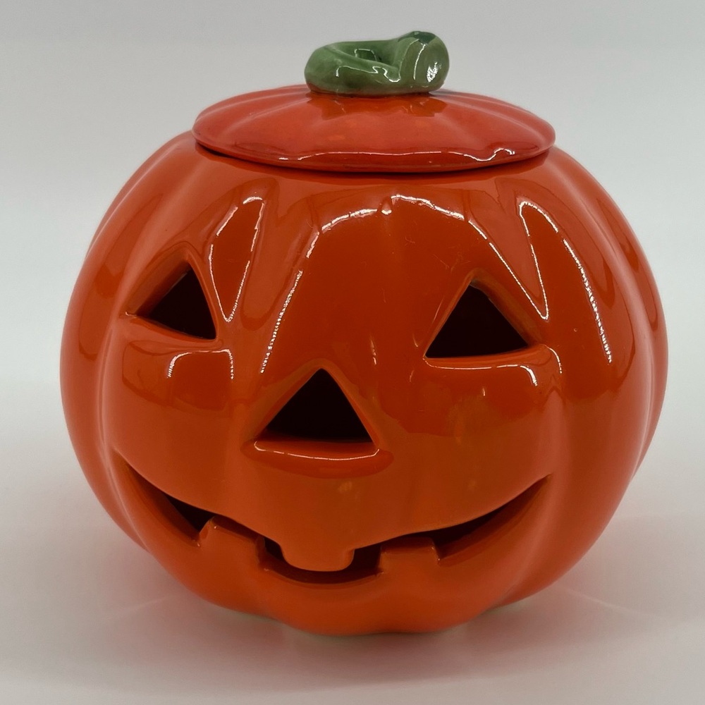 Vintage Russ Ceramic Pumpkin Candle Holder Halloween